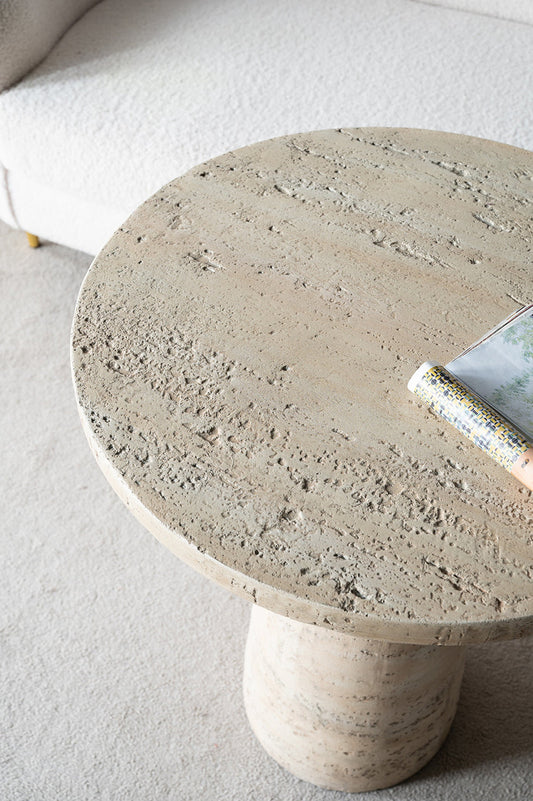 alessio travertine side table