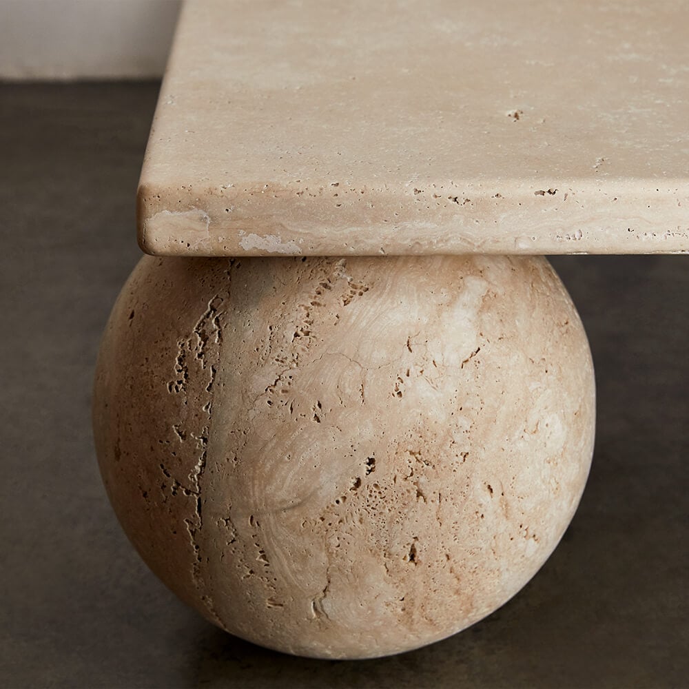 pallo travertine coffee table