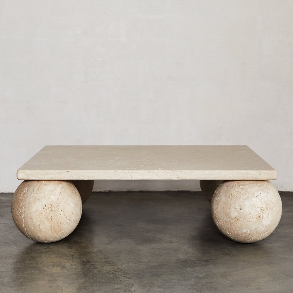 pallo travertine coffee table