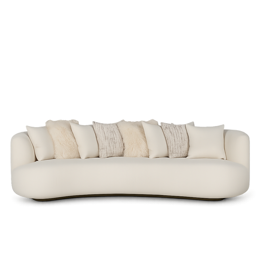 Australian-made curved sofa used to explain frame, foam and upholstery construction