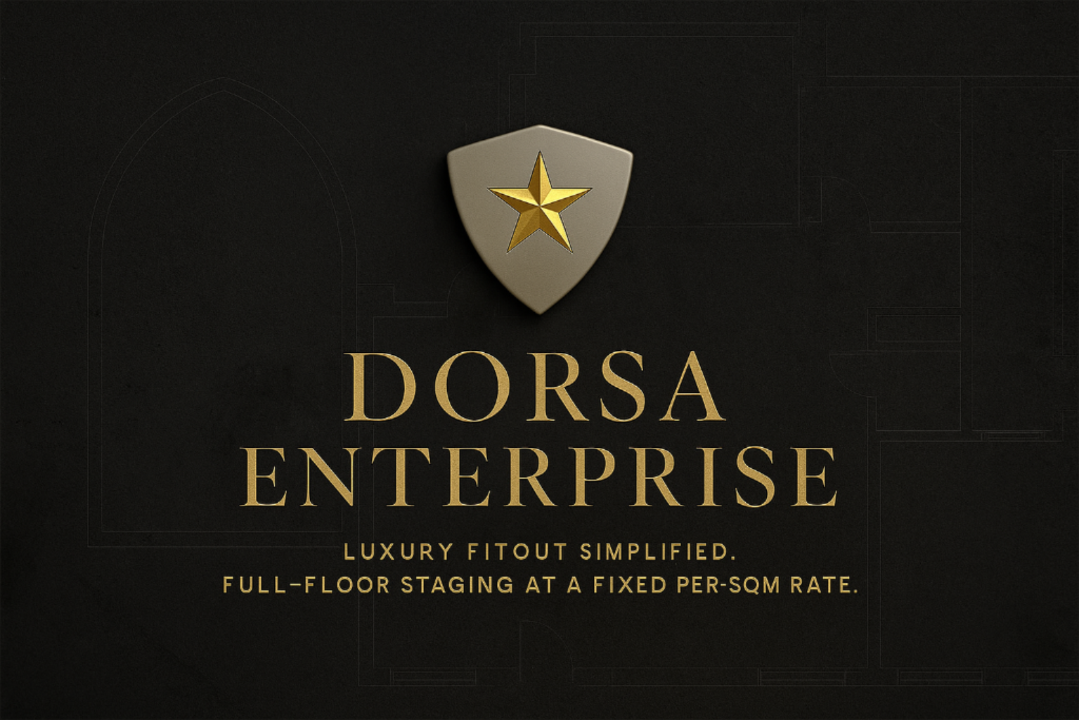 Dorsa Enterprise logo with a shield and star on a black background