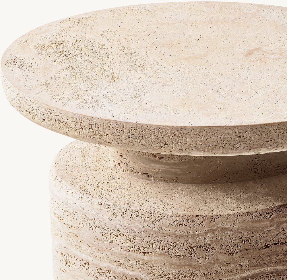 Alessio Travertine Side Table - DorsaAlessio Travertine Side Table