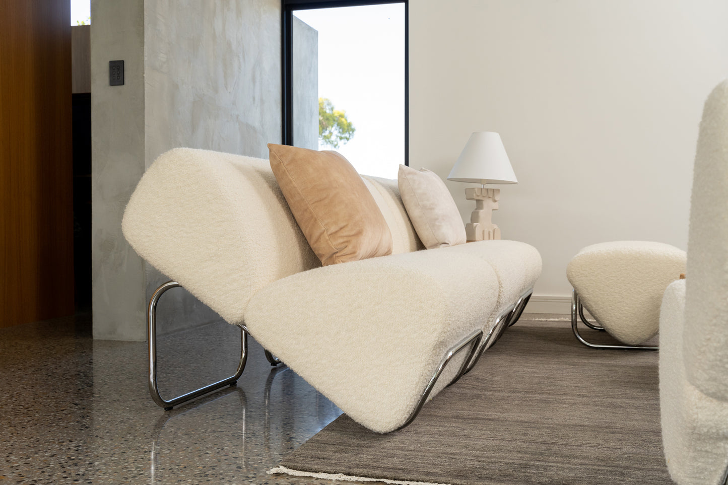 di moda boucle module lounge and ottoman