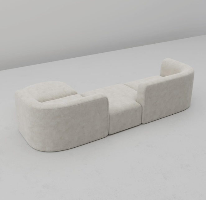 DORSA Mollis sand upholstery and rounded arm detail