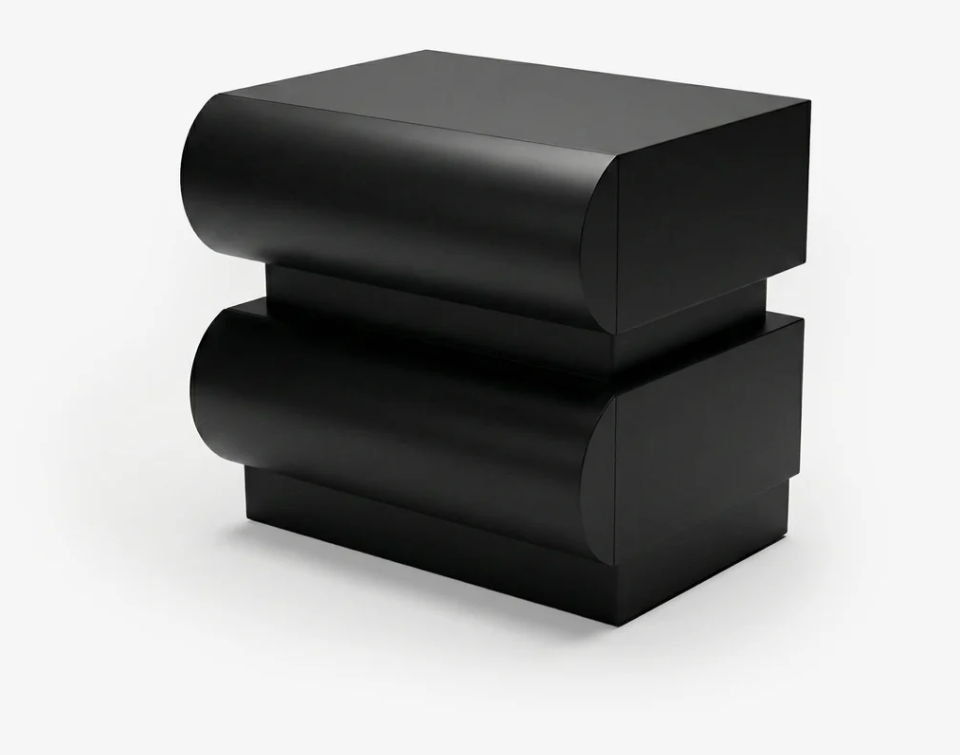 DORSA Rondo sculptural nightstand with rounded stacked drawer form
