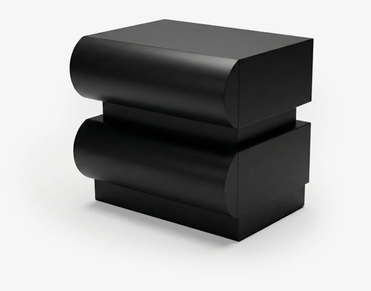 DORSA Rondo sculptural nightstand with rounded stacked drawer form