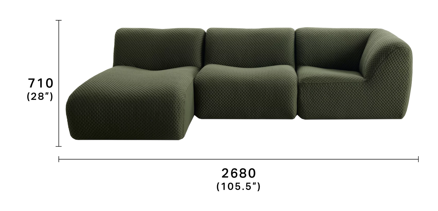 nonno sectional boucle sofa
