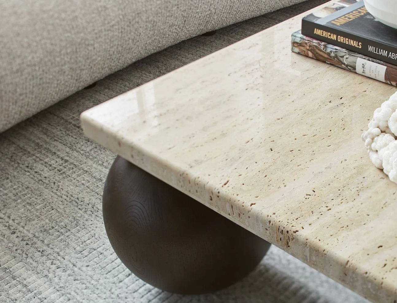 pallo travertine coffee table