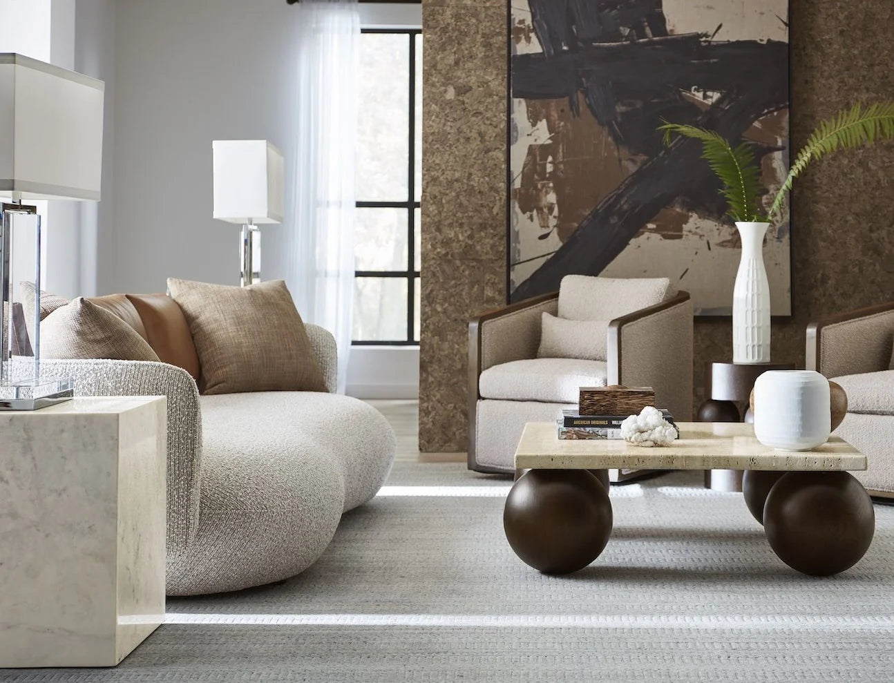 pallo travertine coffee table