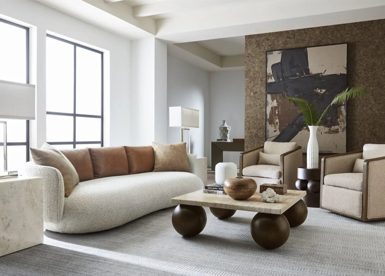pallo travertine coffee table