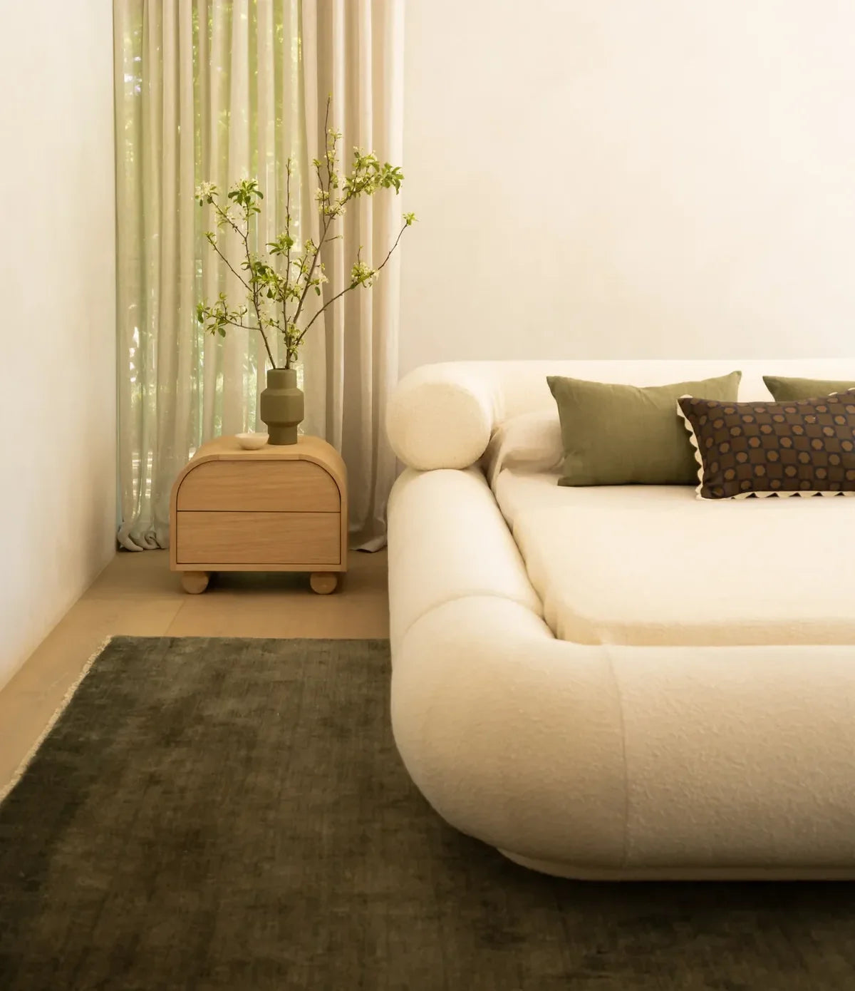 NOCTE performance mattress paired with the DORSA VELAR Sculptural Bed Frame in a modern bedroom